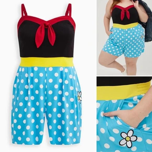 ❤️NWT VINTAGE TORRID ROMPER - DISNEY MINNIE MICKEY MOUSE CAMI - PLUS SIZE SHORTS - Picture 1 of 13